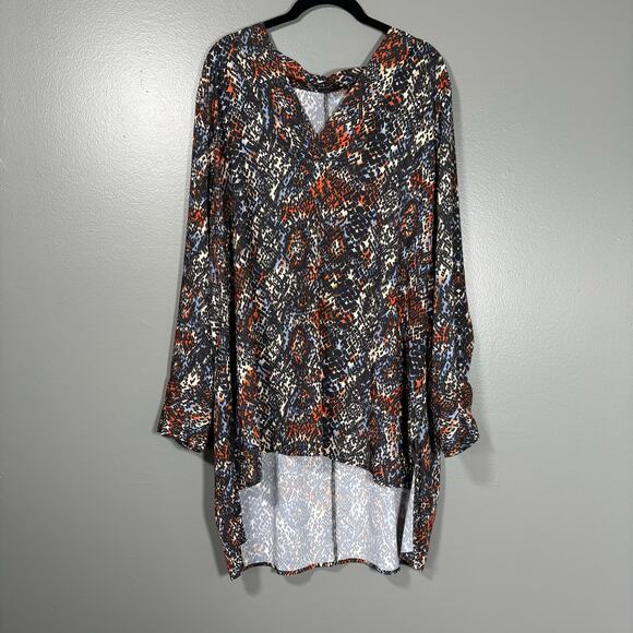 Eloquii Colorful Animal Print High Low Tunic Length Top - 20 - Women's Plus Size - Picture 1 of 7